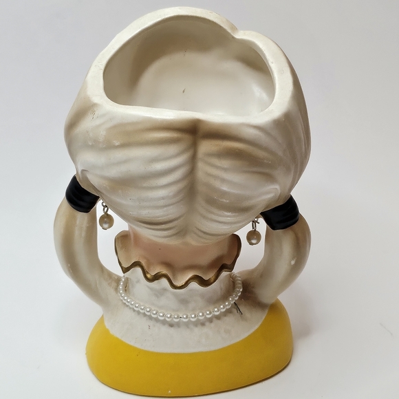 Vtg Rubens Lady Head Vase 4129 Blonde Pig Tails Pearl Jewelry Sam From Bewitched - Picture 2 of 7